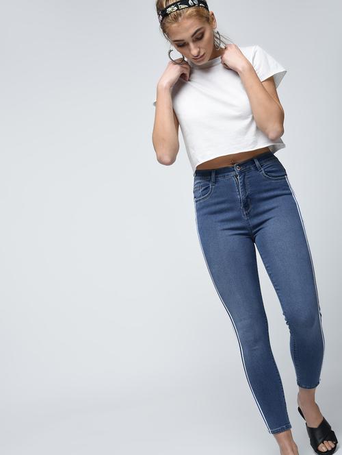 side taping skinny jeans - 15859315 - Standard Image - 1