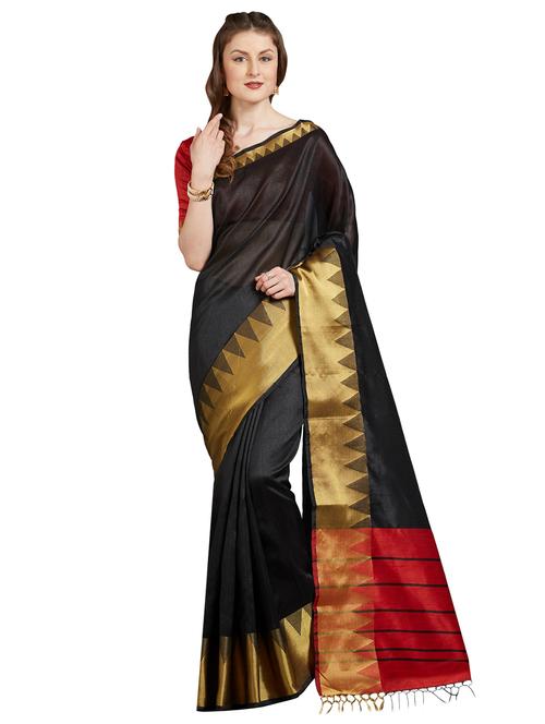 temple zari border woven saree with blouse - 15861408 - Standard Image - 1