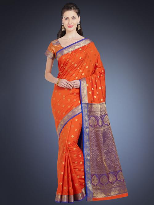 ethnic zari motif tussar saree with blouse - 15861421 - Standard Image - 1