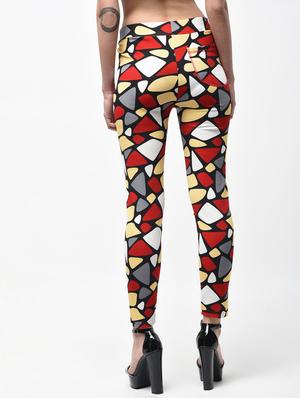 high rise geometric print jegging - 15863104 - Standard Image - 4