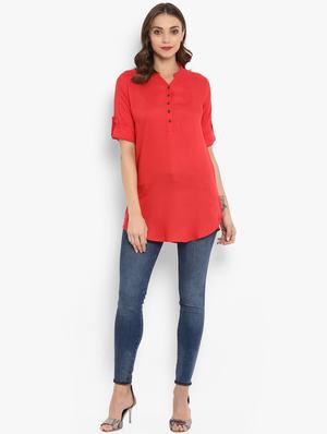 Solid straight kurti - 15863973 - Standard Image - 4