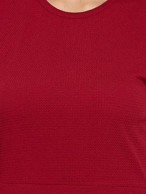 maroon cap sleeved high low dress - 15864558 - Standard Image - 4