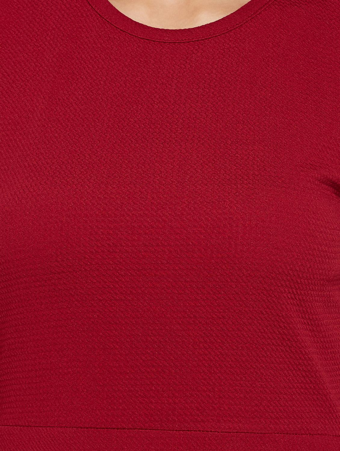 maroon cap sleeved high low dress - 15864558 - Zoom Image - 4