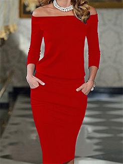 Off shoulder bodycon dress - 15864774 - Standard Image - 1