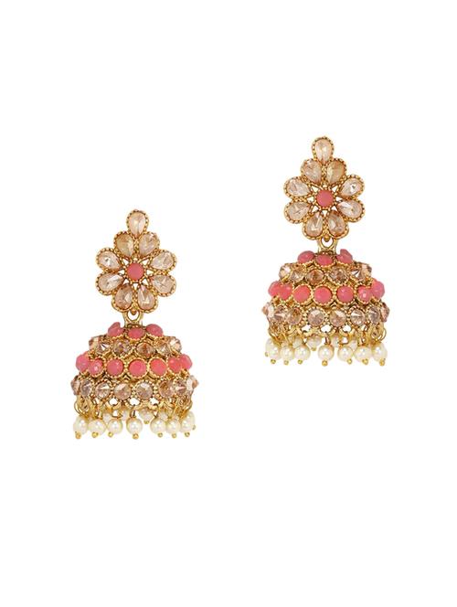 pink metal jhumka earring - 15865696 - Standard Image - 1