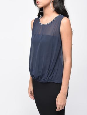 embellished neck asymmetric top - 15866259 - Standard Image - 4