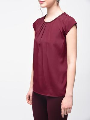 pleated front embellished top - 15866261 - Standard Image - 4