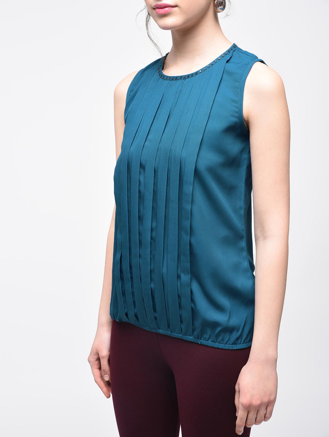 pleated front embellished top - 15866266 - Zoom Image - 4