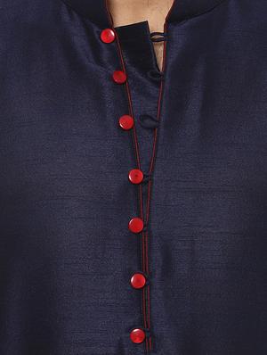 navy blue kurta pyjama set - 15867317 - Standard Image - 4