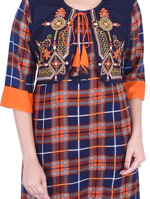 Checkered a-line kurta - 15868299 - Standard Image - 4