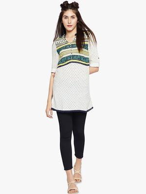 button detail lace trim tunic - 15868889 - Standard Image - 4
