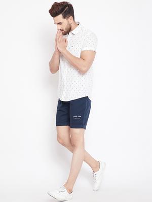 navy blue cotton blend shorts - 15870313 - Standard Image - 4