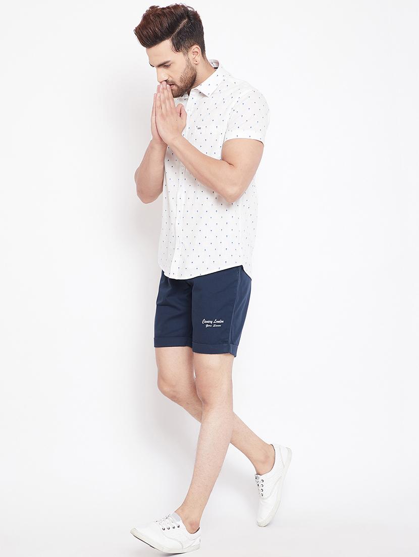 navy blue cotton blend shorts - 15870313 - Zoom Image - 4