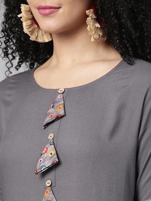 Solid flared kurta with palazzo set - 15871289 - Standard Image - 4