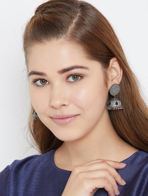 silver brass jhumka earring - 15871317 - Standard Image - 4