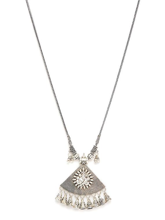 silver metal chain necklace - 15871339 - Zoom Image - 4