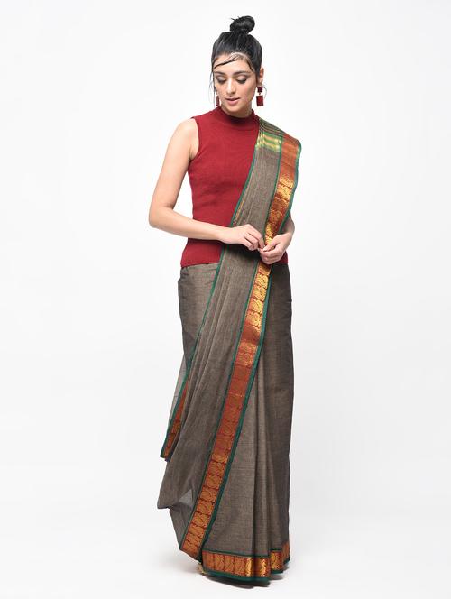 zari border gadwal saree with blouse - 15871689 - Very Small Image - 1