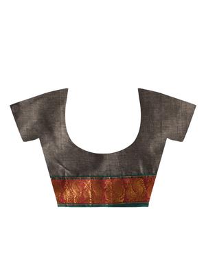 zari border gadwal saree with blouse - 15871689 - Standard Image - 4
