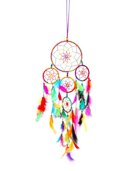 Sehaz Artworks Feng shui Dreamcatcher Wall hanging - 5-Rings-Multi - 15873846 - Very Small Image - 1