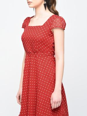 tie back polka dots flared dress - 15874949 - Standard Image - 4