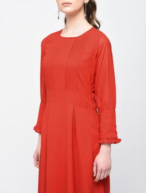 ruffle trim pintucked a-line dress - 15874958 - Standard Image - 4