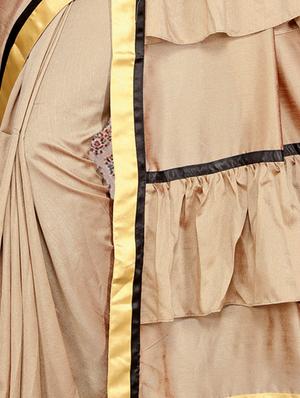 ruffle pallu beige fusion saree with blouse - 15875581 - Standard Image - 4