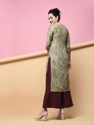 pastel printed straight kurta - 15875966 - Standard Image - 4