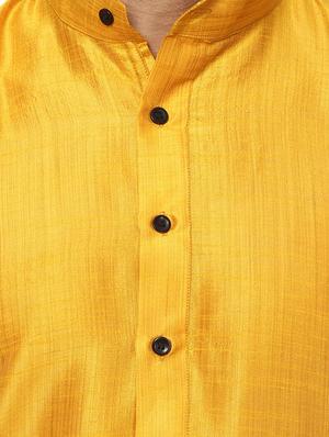 yellow pure silk kurta pyjama set - 15876556 - Standard Image - 4
