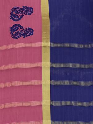 contrast zari border woven saree with blouse - 15876945 - Standard Image - 4
