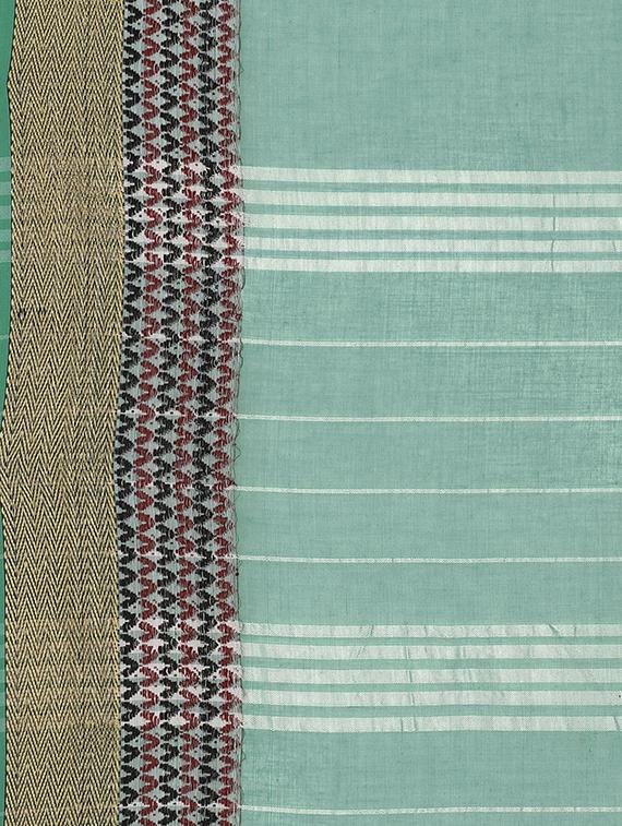 zari border turquoise woven saree with blouse - 15876948 - Zoom Image - 4