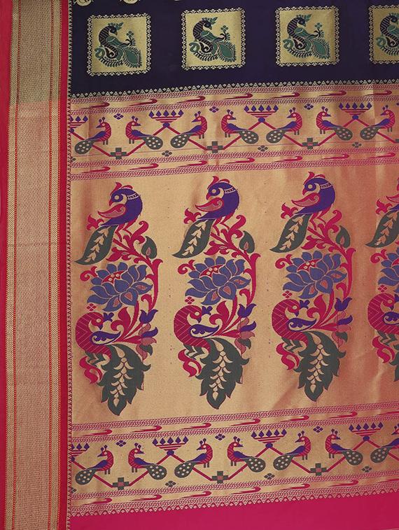 conversational zari motif woven saree with blouse - 15876962 - Zoom Image - 4