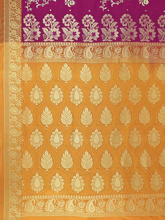 floral embroidered zari paithani saree with blouse - 15876968 - Zoom Image - 4