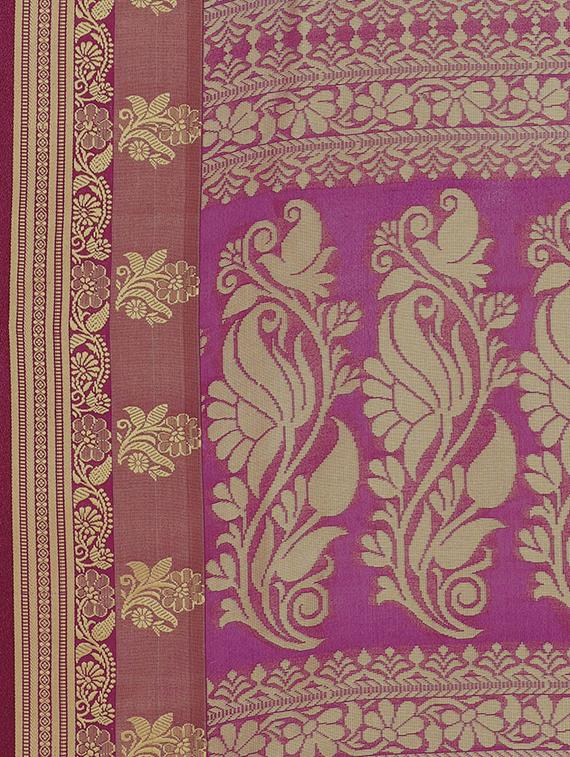 contrast zari border woven saree with blouse - 15876970 - Zoom Image - 4