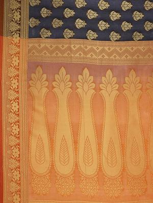 floral zari motif woven saree with blouse - 15876973 - Standard Image - 4