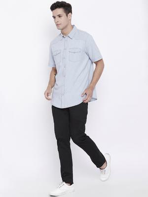 light blue solid casual shirt - 15877052 - Standard Image - 4