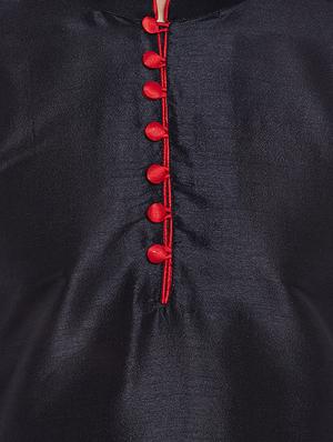 black dupion kurta pyjama set - 15877927 - Standard Image - 4