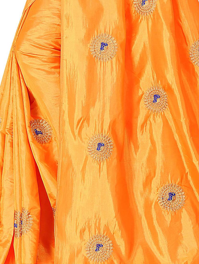 zari motif orange embroidered saree with blouse - 15878007 - Zoom Image - 4