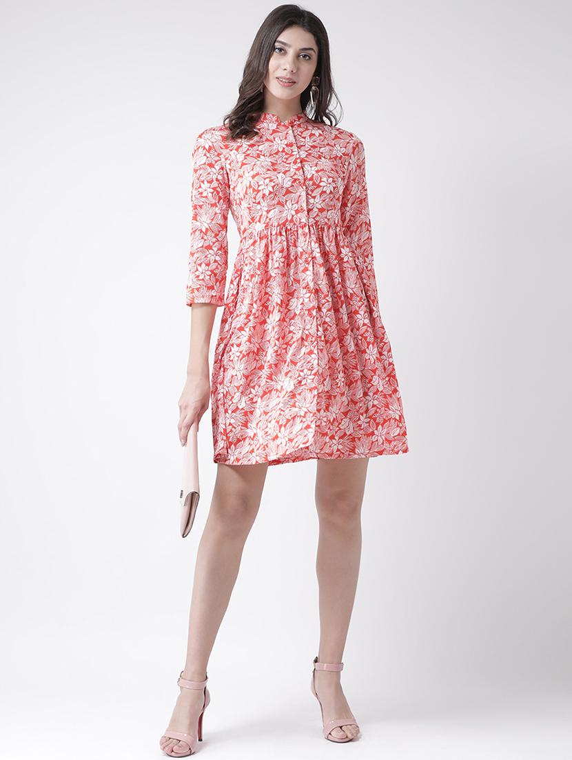 floral band collar flared dress - 15879480 - Zoom Image - 4