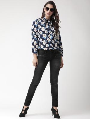 tie neck floral top - 15879498 - Standard Image - 4
