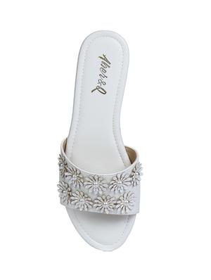 white slip on sandals - 15881135 - Standard Image - 4