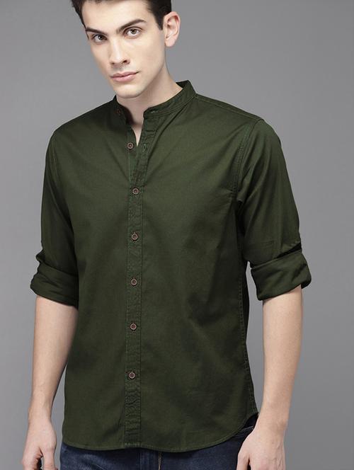 green solid casual shirt - 15881766 - Standard Image - 1