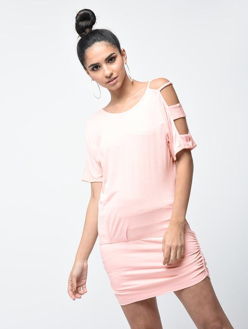 cut out sleeved drop waist dress - 15882527 - Standard Image - 1