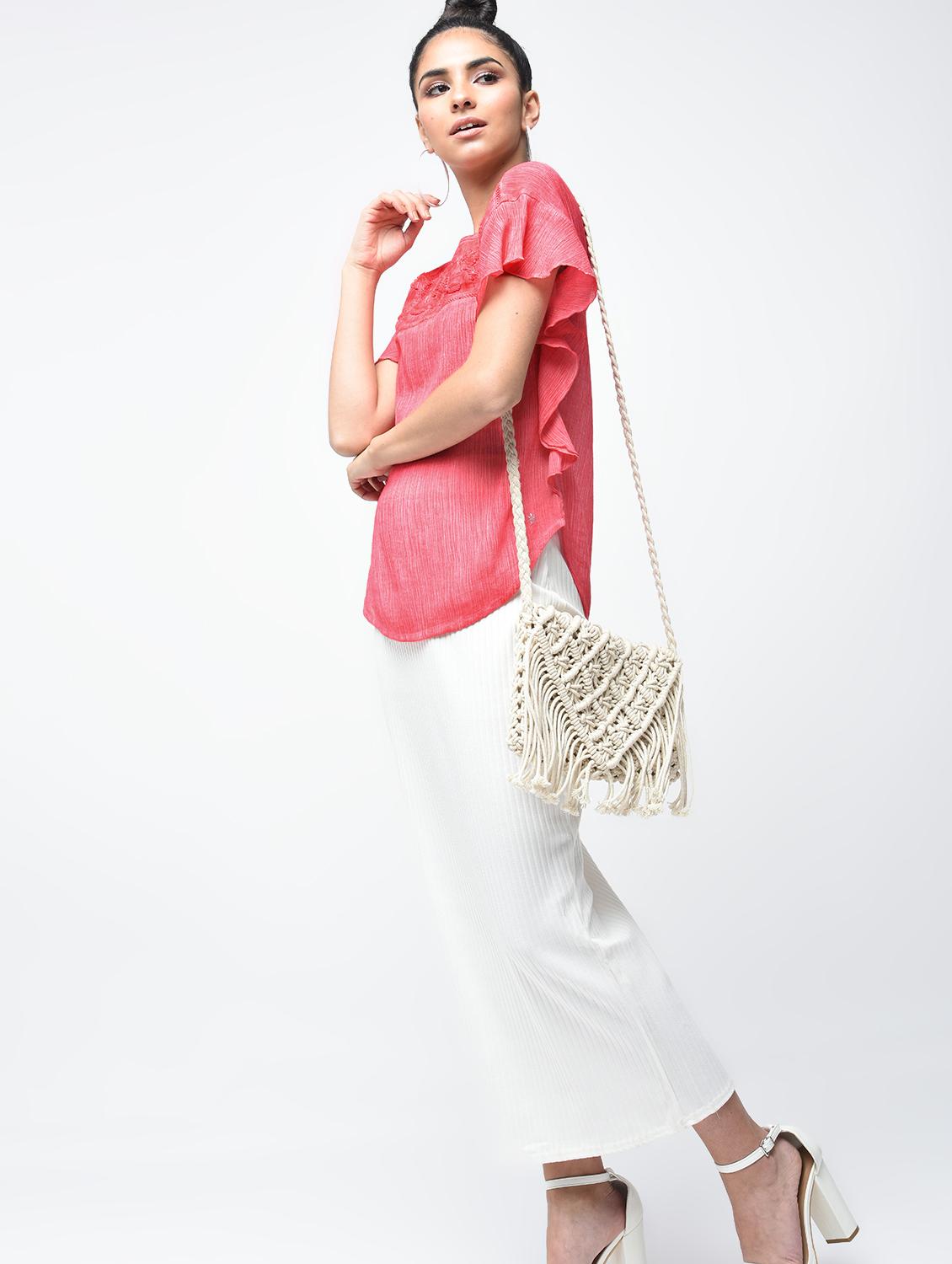 embroidered yoke lace insert top - 15882552 - Zoom Image - 4