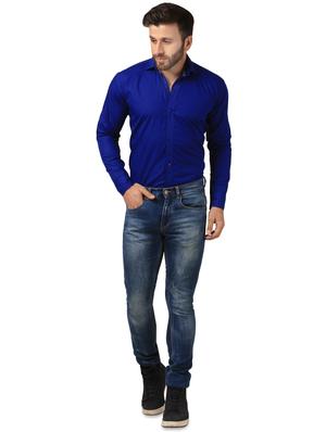 blue solid casual shirt - 15883505 - Standard Image - 4