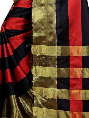 Color block zari bordered saree with blouse - 15885199 - Standard Image - 4