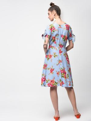 blue viscose skater dress - 15888114 - Standard Image - 4