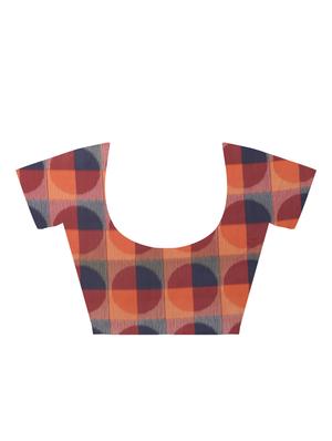 checkered printed saree with blouse - 15890434 - Standard Image - 4