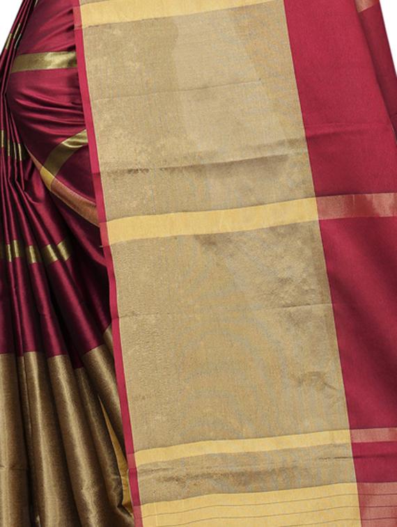 striped woven saree with blouse - 15890594 - Zoom Image - 4
