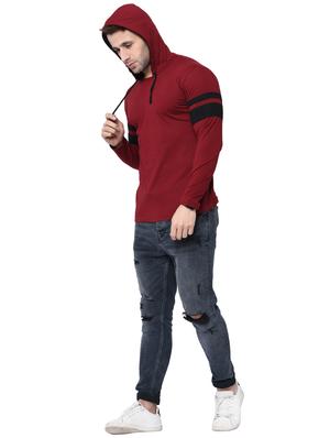 maroon cotton hooded t-shirt - 15890613 - Standard Image - 4