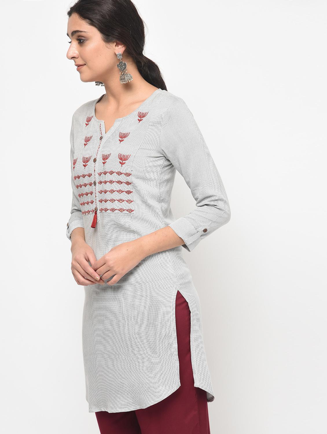 straight embroidered kurti - 15890793 - Zoom Image - 4
